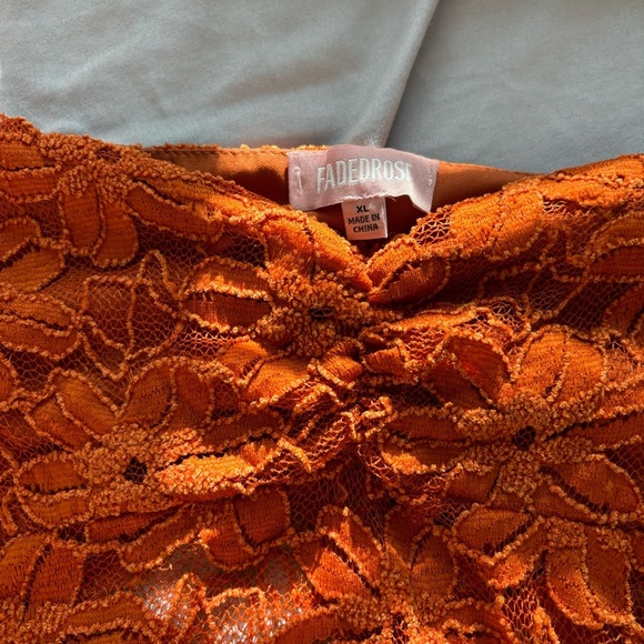 Orange Velvet Lace Top - Picture 2 of 3
